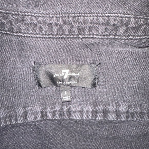 7 for All Mankind Denim Snap Long Sleeve Shirt Large Gently worn 100% cotton - Picture 4 of 4